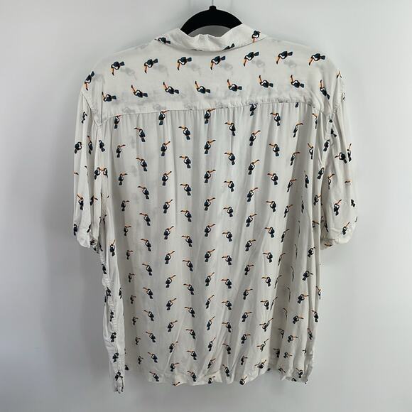 28 Palms Standard Fit toucan bird print short sleeve light button up shirt sz XL - Picture 8 of 8